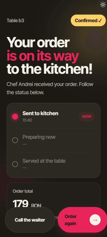 Customer order confirmation